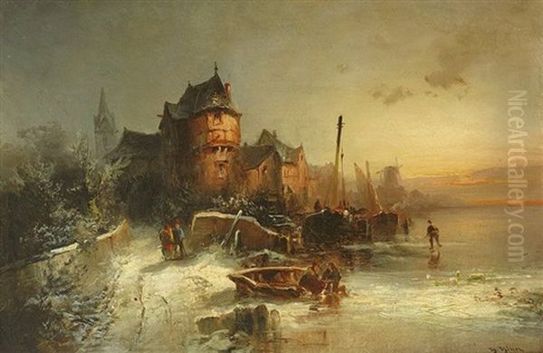 Winter In Der Normandie Oil Painting by Heinrich Hiller