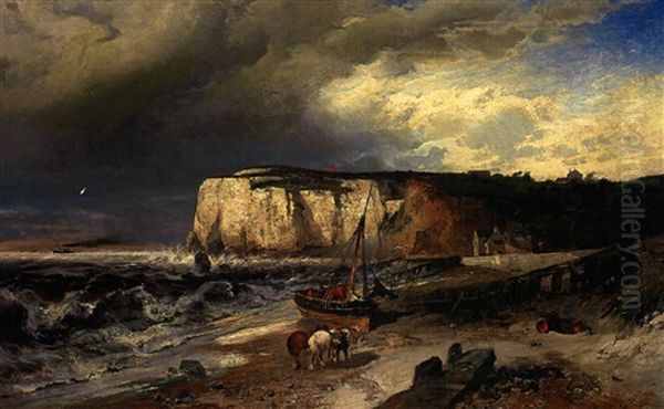 Kuste An Der Normandie Oil Painting by Heinrich Hiller