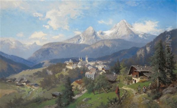 Blick Auf Berchtesgaden Oil Painting by Heinrich Hiller