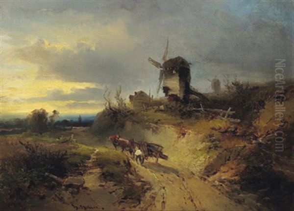 Abendstimmung Oil Painting by Heinrich Hiller