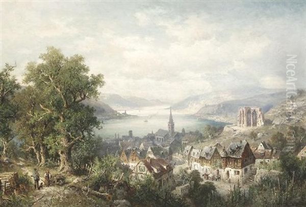 Blick Auf Bacharach Am Rhein Oil Painting by Heinrich Hiller