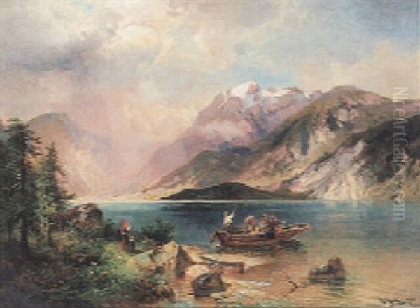 Uberfahrt Am Aachensee Oil Painting by Heinrich Hiller