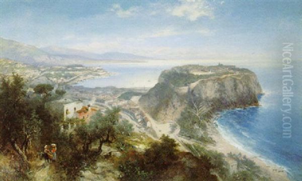 A View Of Monaco Oil Painting by Heinrich Hiller