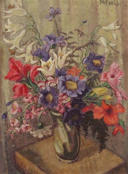 Sommerstraus In Grun-gelber Vase Oil Painting by Maria Hiller-Foell