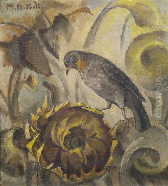 Vogel Mit Sonnenblume Oil Painting by Maria Hiller-Foell