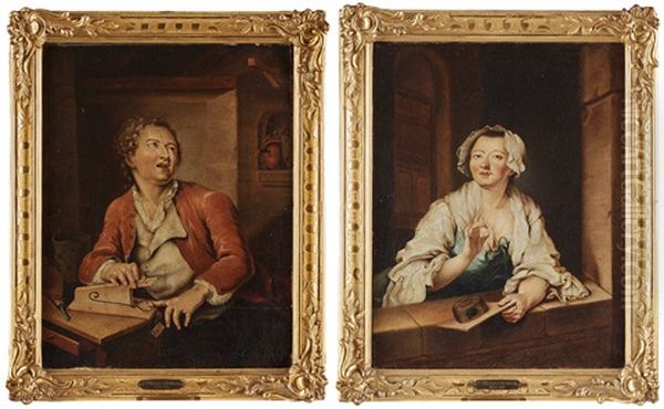 Par Med Mus Och Musfalla (pair) Oil Painting by Pehr Hillestroem