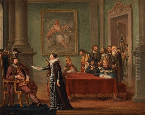 Christina Gyllenstierna Lamnar Sitt Leidebref Till Christian Ii Oil Painting by Pehr Hillestroem