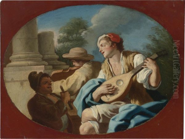 A Young Lady Playing A Tambourine Oil Painting by Pietro Bardellino