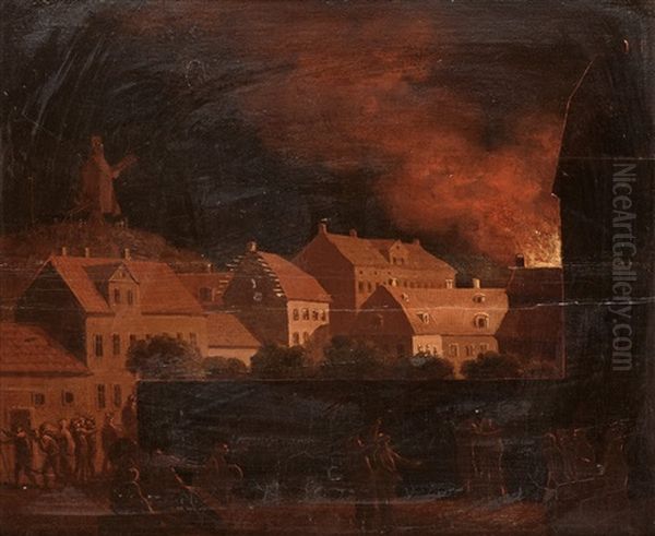 A Fire At Sodermalm, Stockholm by Pehr Hillestroem