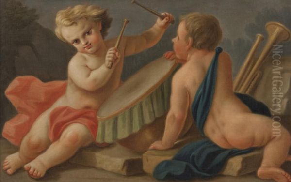 A) Putti Con Strumenti Musicali Oil Painting by Pietro Bardellino