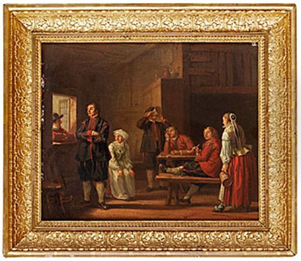 Interior Med Blekingebonder Oil Painting by Pehr Hillestroem