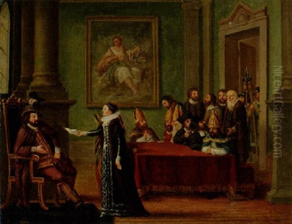 Christina Gyllenstierna Lamnar Sitt Lejdebrev Till Christian Ii Oil Painting by Pehr Hillestroem