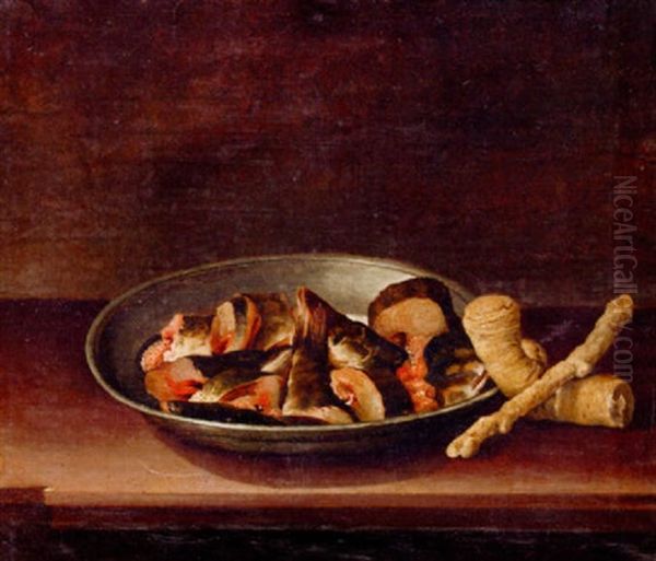 Stilleben Med Fiskfat Och Pepparrot Oil Painting by Pehr Hillestroem