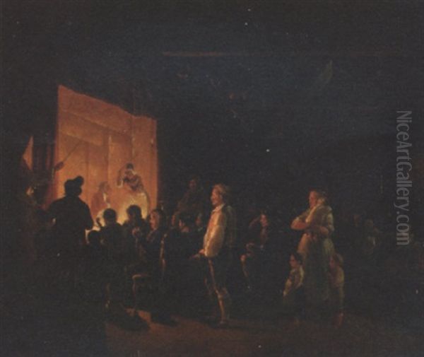 A Theatrical Performance Oil Painting by Pehr Hillestroem