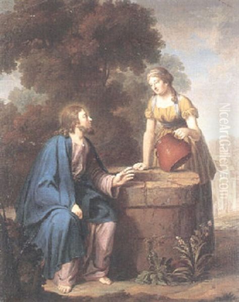 Kristus Och Den Samaritiska Kvinnan Oil Painting by Pehr Hillestroem