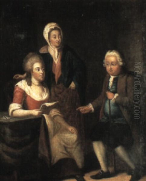 Familjeportratt Oil Painting by Pehr Hillestroem