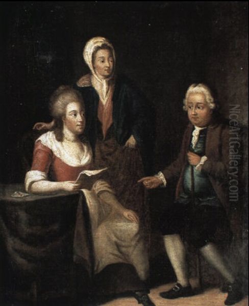 Familjeportratt Oil Painting by Pehr Hillestroem