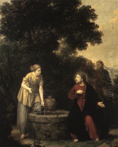 Kristus Och Den Samaritiska Kvinnan Oil Painting by Pehr Hillestroem