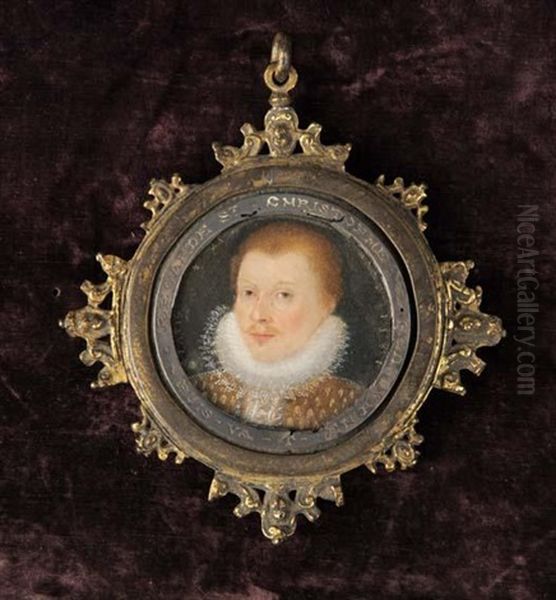 Portrait D'homme A La Collerette Oil Painting by Nicholas Hilliard