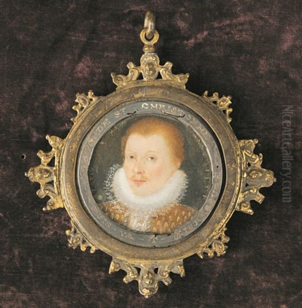 Portrait D'homme A La Collerette Oil Painting by Nicholas Hilliard