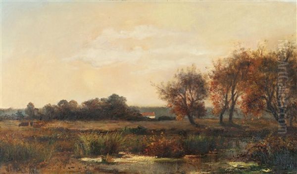 Marsh Landscape Oil Painting by William Henry Hilliard