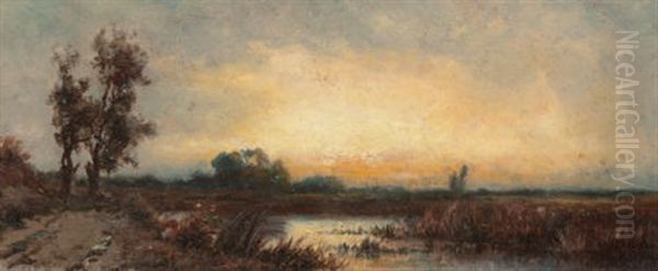 Dusk Oil Painting by William Henry Hilliard