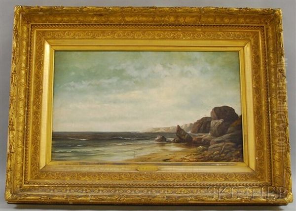 Calm Sea And A Rocky Coastline Oil Painting by William Henry Hilliard