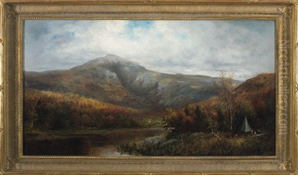 Autumn View In The White Mountains, With Hunters Oil Painting by William Henry Hilliard