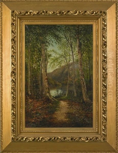 New England Landscape With Lake Oil Painting by William Henry Hilliard