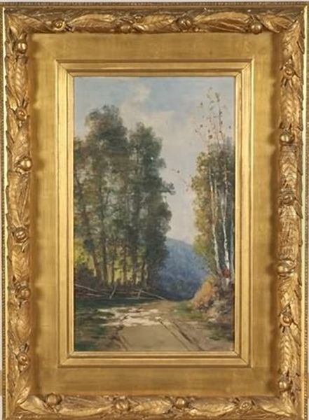 Birch Trees Along A Dirt Road Oil Painting by William Henry Hilliard