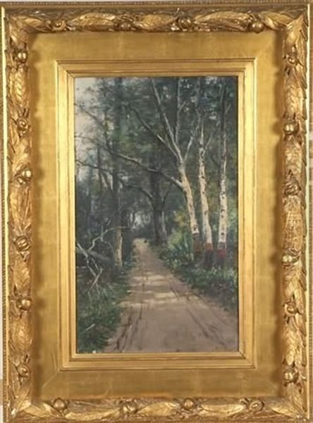 Woodland Landscape Oil Painting by William Henry Hilliard