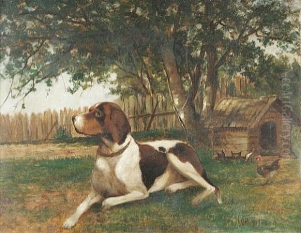 Seated Pointer Oil Painting by William Henry Hilliard