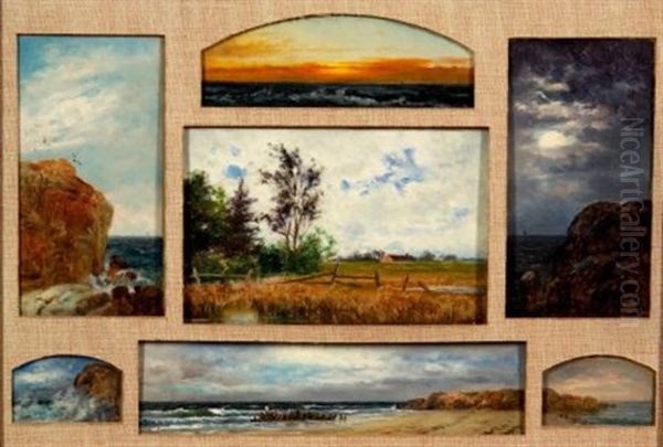 Views Of Nantasket (seven Views In A Single Composition) Oil Painting by William Henry Hilliard