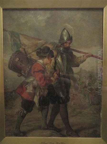 Historical Military Scene After Battle Oil Painting by Robert Alexander Hillingford