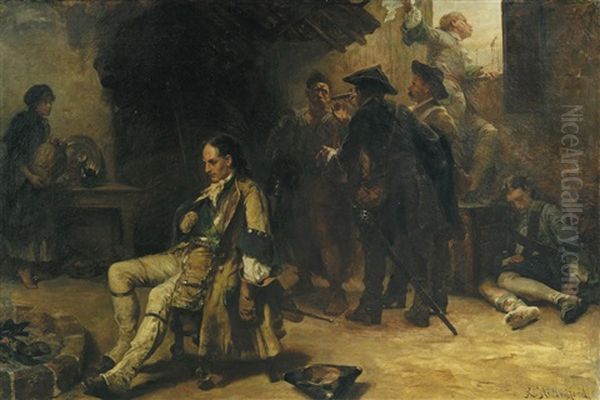 Charles X Of Sweden After The Battle Of Pultova Oil Painting by Robert Alexander Hillingford