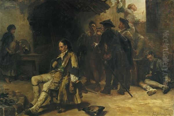 Charles X Of Sweden After The Battle Of Pultova Oil Painting by Robert Alexander Hillingford