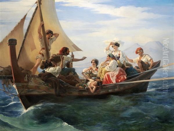 A Ballad In The Bay Of Naples Oil Painting by Robert Alexander Hillingford