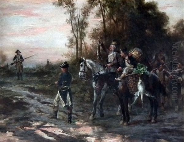 Foraging Party Returning To Camp Oil Painting by Robert Alexander Hillingford