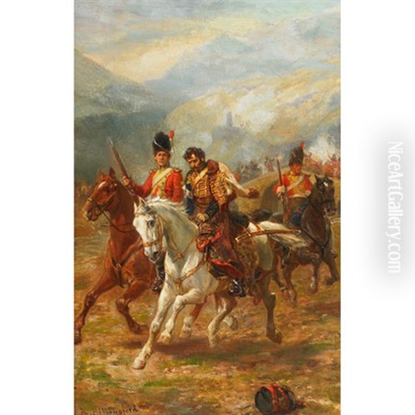 Napoleon At Waterloo; A Prisoner Of Rank (pair) Oil Painting by Robert Alexander Hillingford