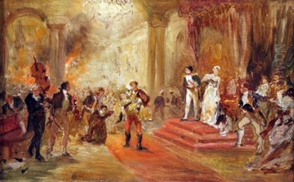 Fire At The Austrian Embassy (napoleon And Marie-louise) Oil Painting by Robert Alexander Hillingford