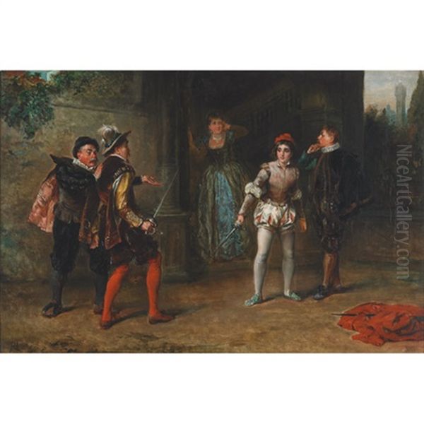 Revenge Of The Young Swordsman (in Honor Of His Father) Oil Painting by Robert Alexander Hillingford