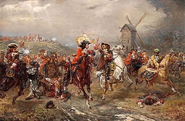 Marlborough's Victory At Malplaquet Oil Painting by Robert Alexander Hillingford