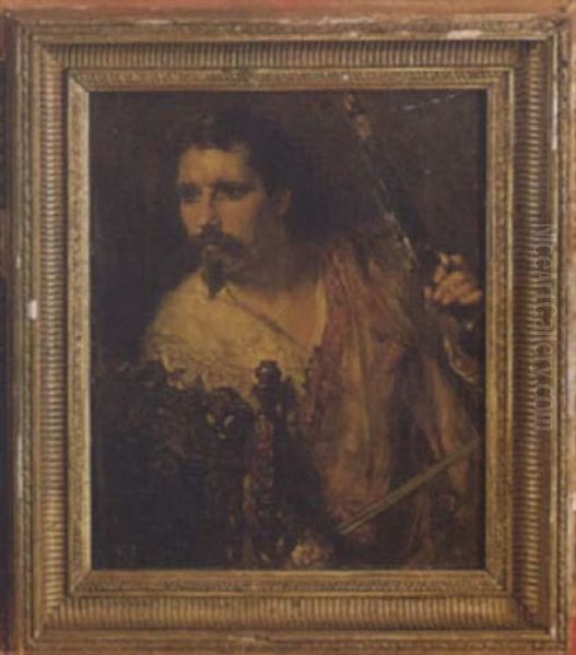 Portrait Of A Cavalier With Flintlock Oil Painting by Robert Alexander Hillingford