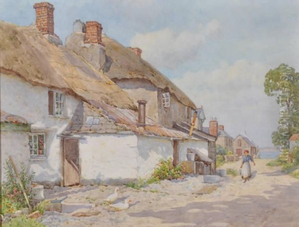 Devon Village Scene Oil Painting by Ralph William Bardill