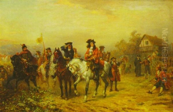 Marlborough And His Ally Prince Eugene Before Blenheim Oil Painting by Robert Alexander Hillingford