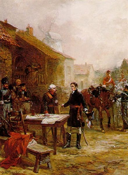 An Interview Between Wellington And Blucher Oil Painting by Robert Alexander Hillingford