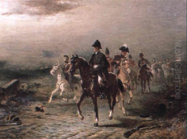 The Duke Of Wellington And Blucher At Waterloo Oil Painting by Robert Alexander Hillingford