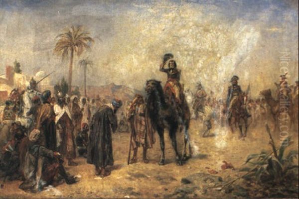 Napolean Arriving At An Egyptian Oasis Oil Painting by Robert Alexander Hillingford