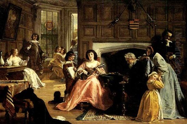 A Musical Gathering Oil Painting by Robert Alexander Hillingford