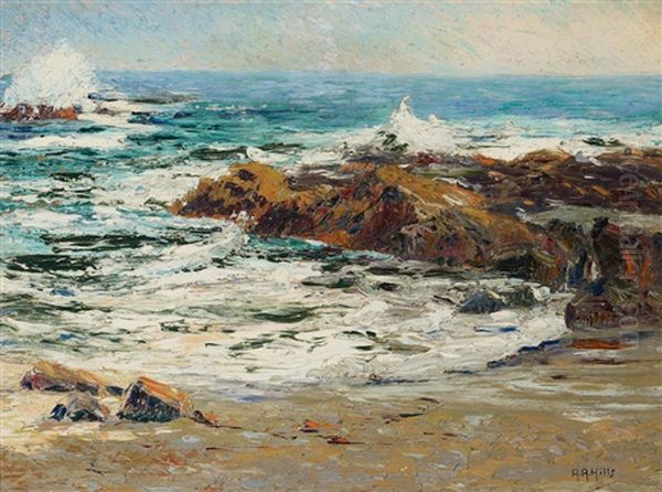 A Coastal Scene Oil Painting by Anna Althea Hills